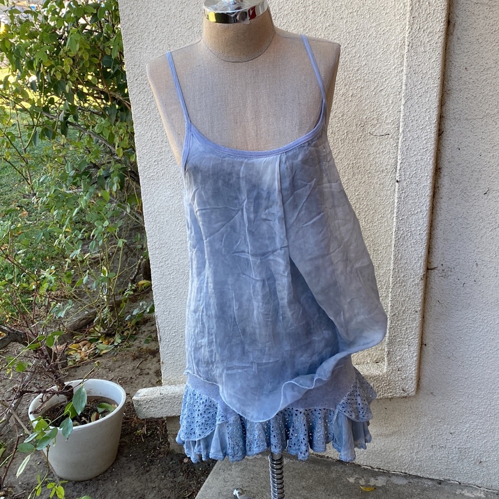 Made In Italy 100% silk stunning layered spaghetti strap mini dress - Picture 3 of 16